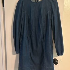 Boden Blue Casual Long Sleeve Denim Dress, Western Dress